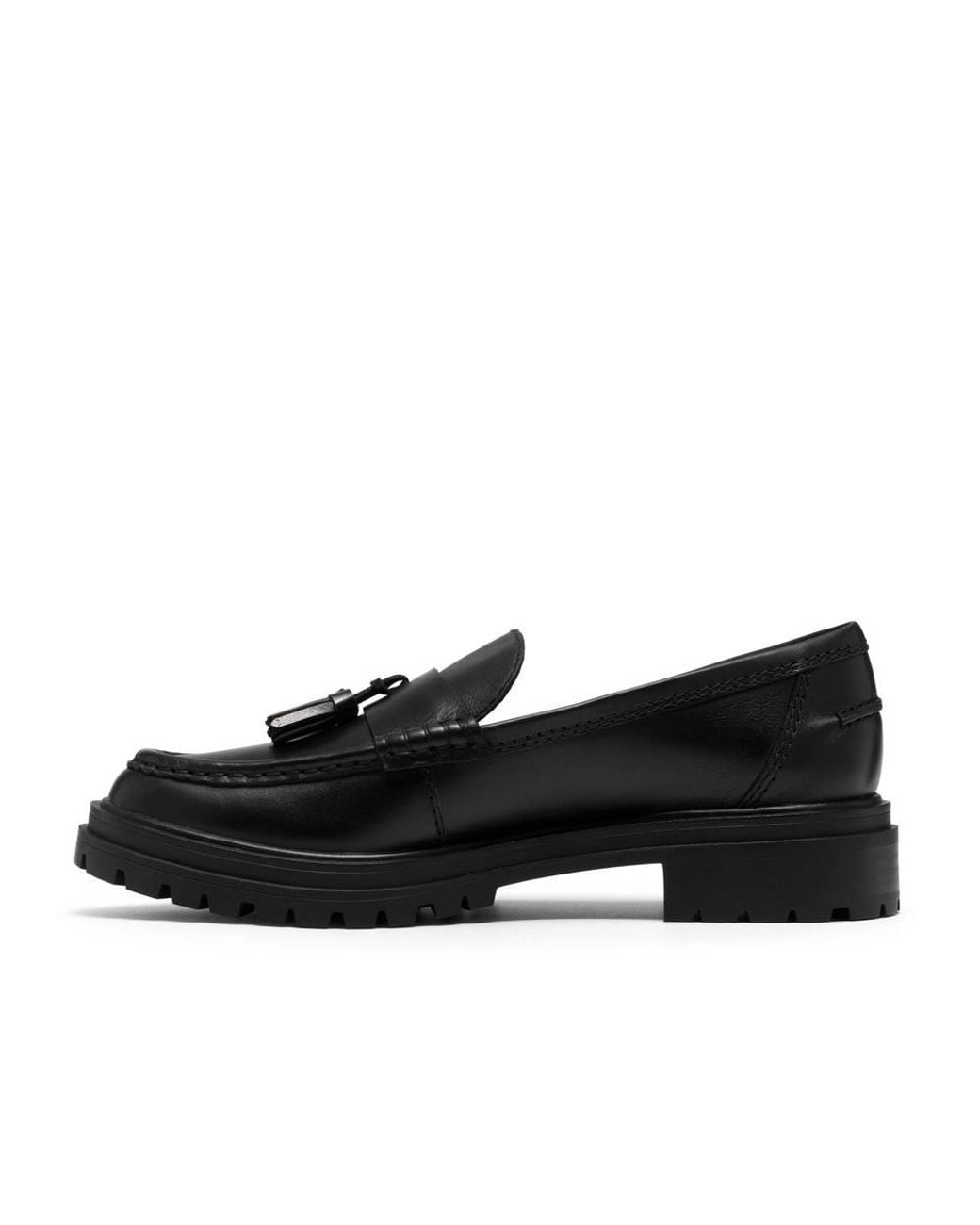 Clarks Black Brena Edge Leather Loafers, Slip Ons
