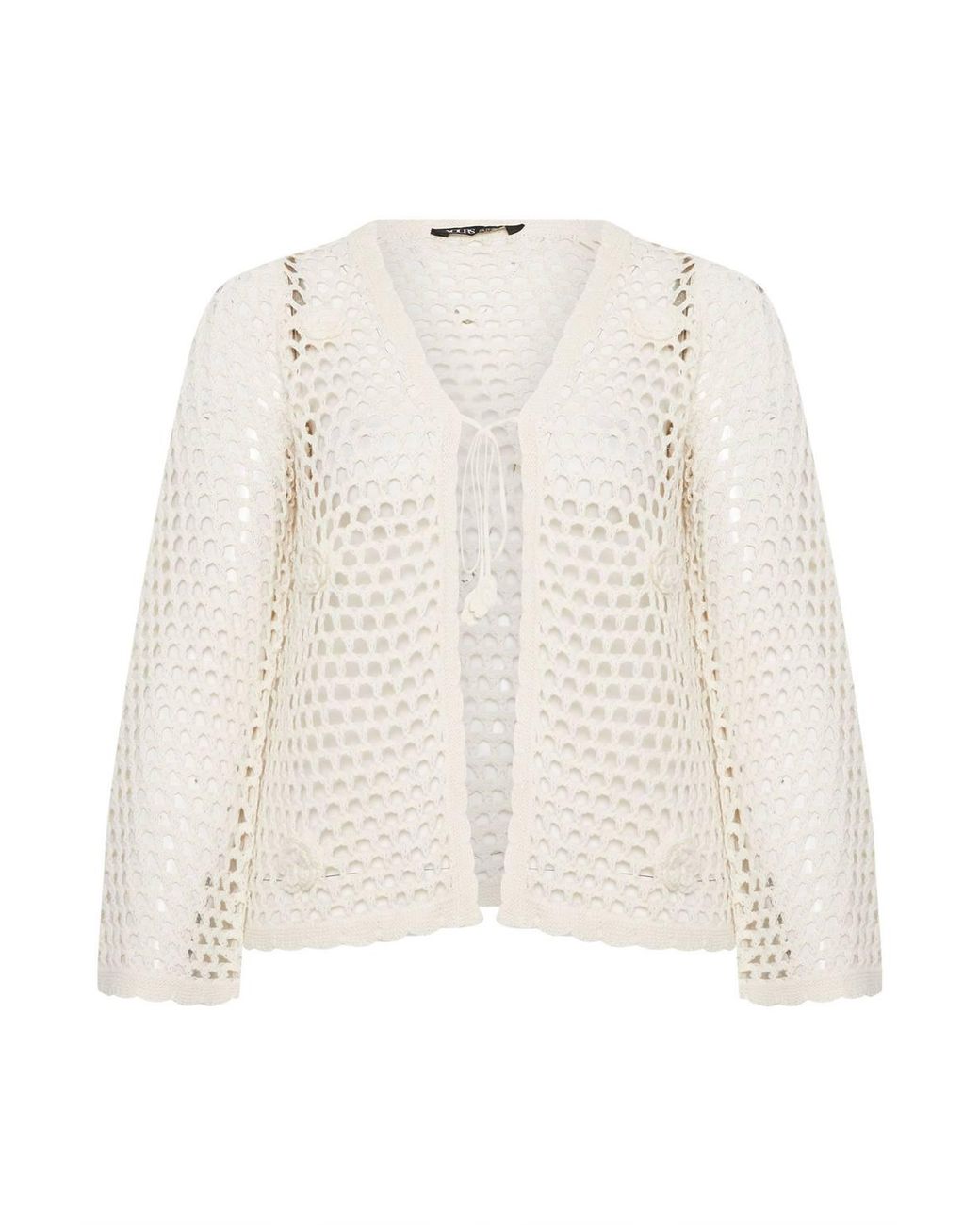 Yours Natural Flower Applique Cardigan