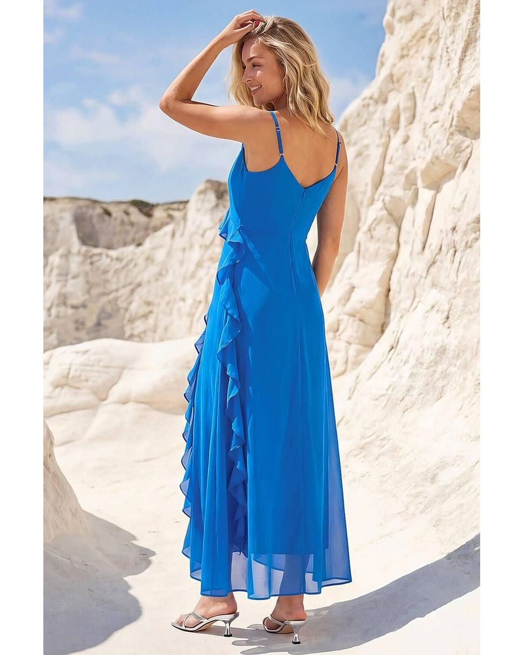 D.u.s.k Blue Frill Maxi Dress