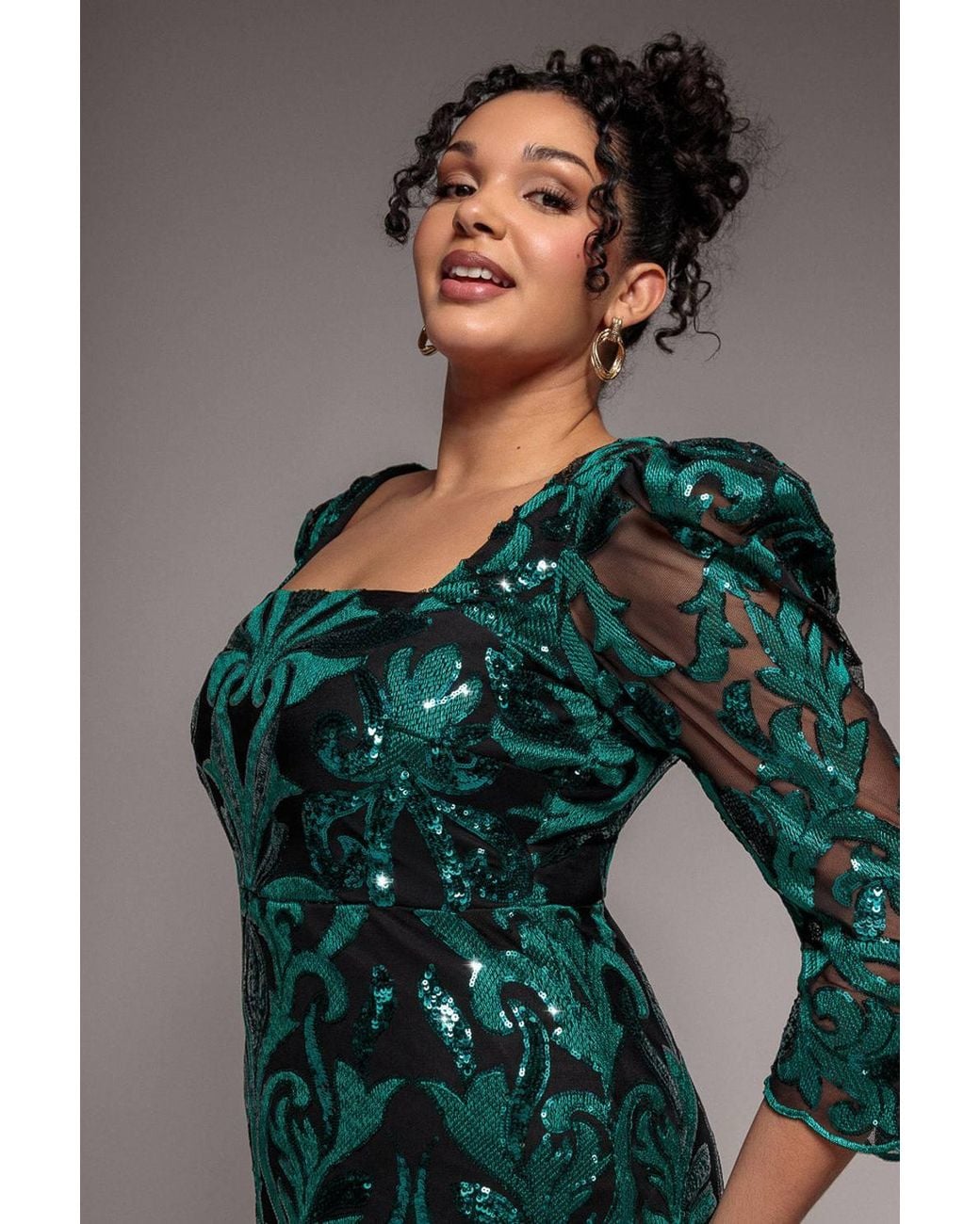 Goddiva Green Square Neck Scalloped Lace Midi Dress