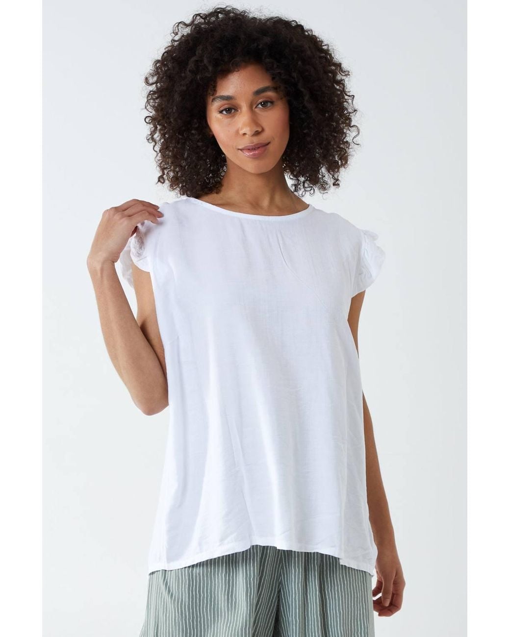 Blue Vanilla Gray Short Sleeve Round Neck Top