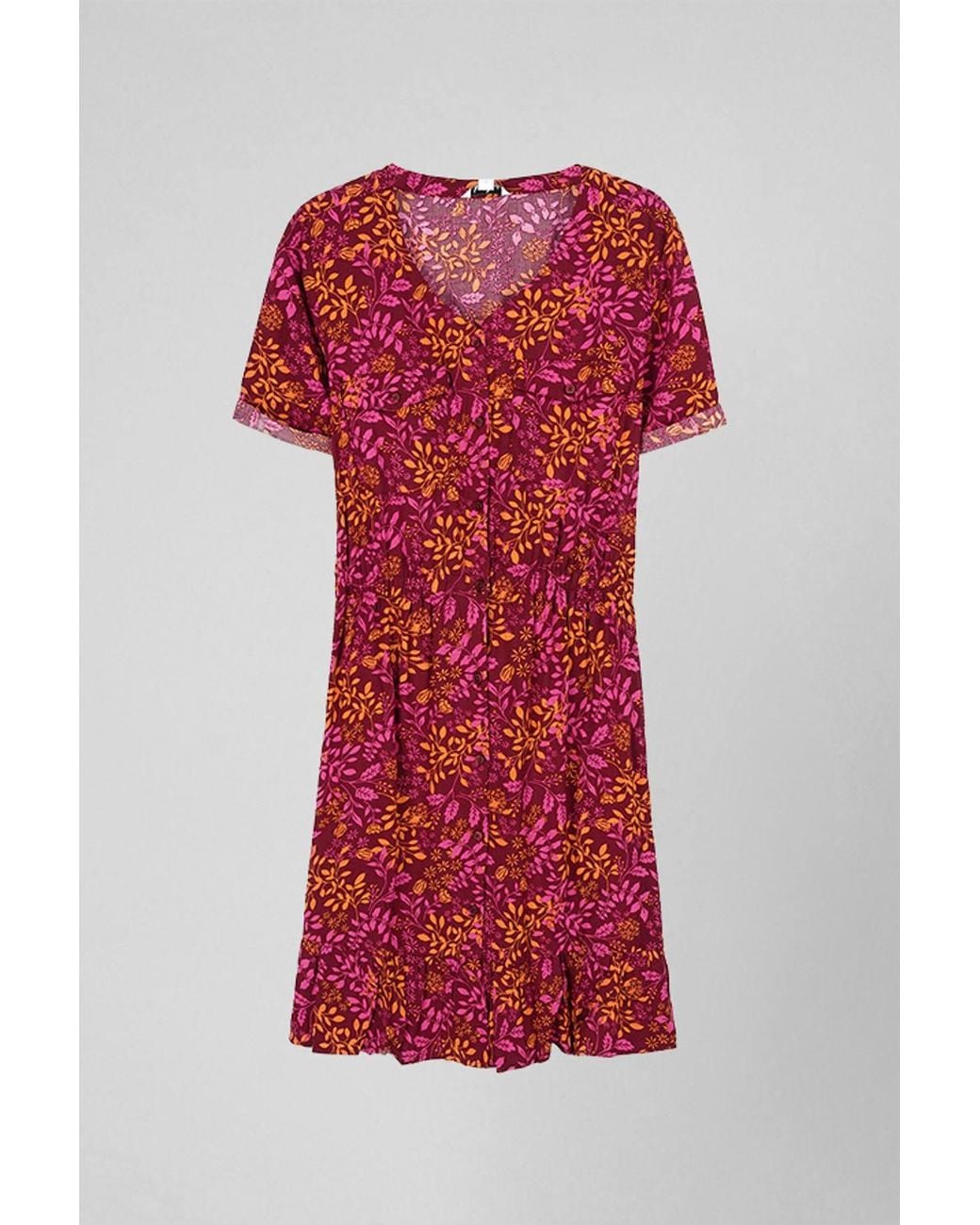 Enorsia Red V-Neck Button Front Tops