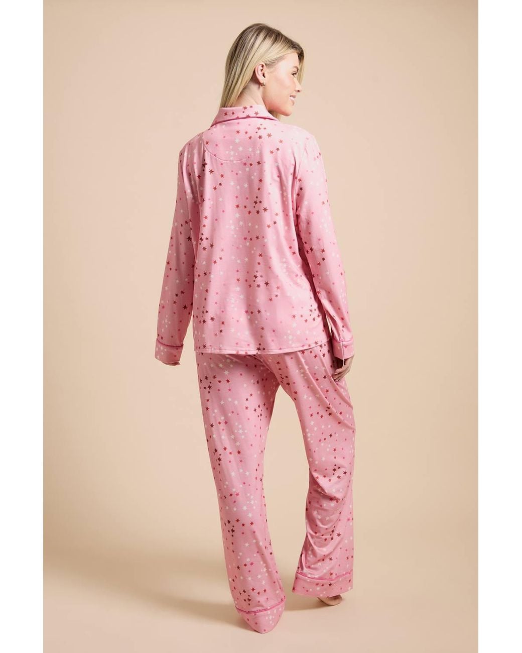 Dorothy Perkins Pink Christmas Nightwear Tipped Long Sleeve Pyjama Set