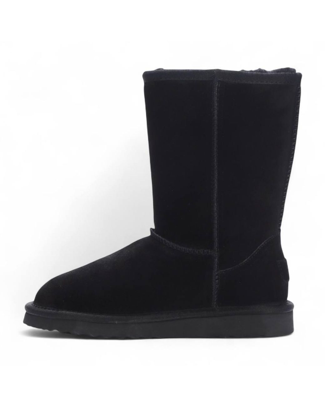 Infinity Leather Black Genuine Sheepskin Suede Slip-On Ankle Winter Boots