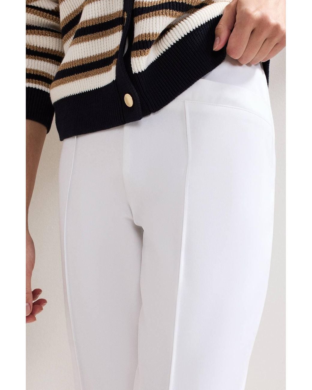 Phase Eight White Miah Cropped Stretch Slim Trouser
