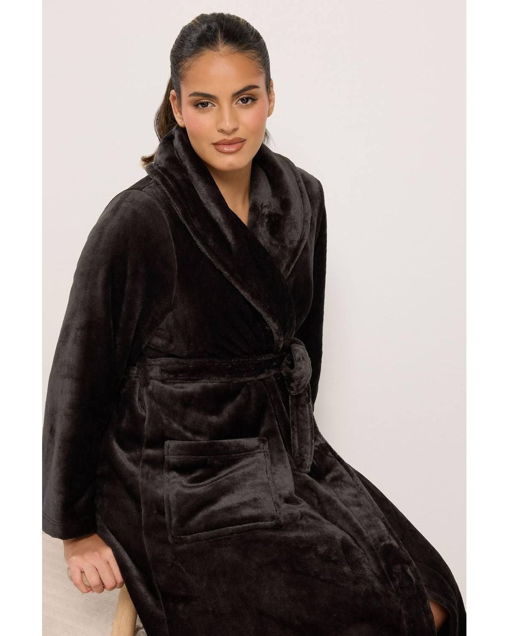 Yours Black Luxe Dressing Gown