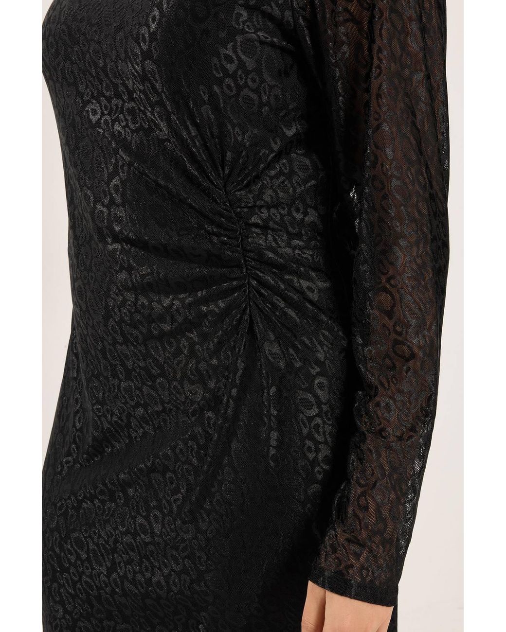 Yours Black Leopard Print Ruched Side Midi Dress