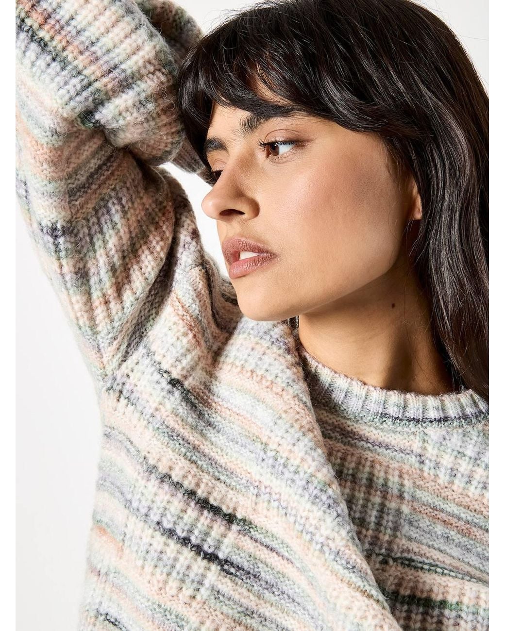 Apricot White Soft Chunky Knit Space Dye Jumper