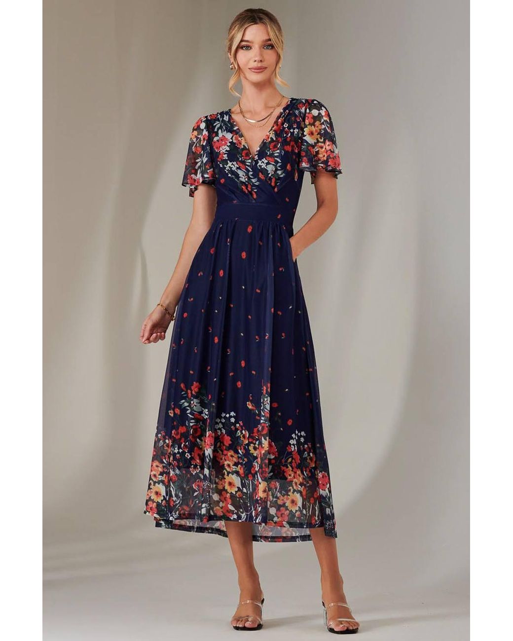 Jolie Moi Blue Wrap Maxi Dress