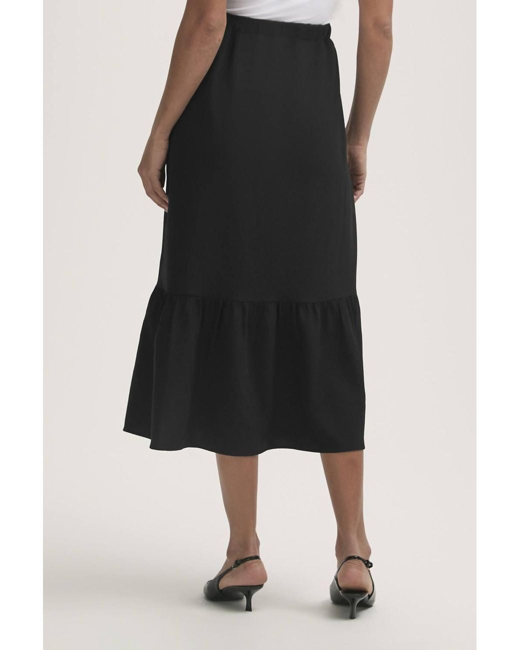 Finery London Black Riley Crepe Tiered Midi Skirt