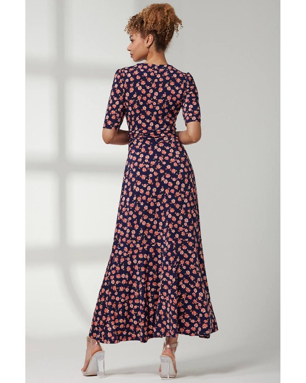 Jolie Moi Red Print Viscose Frill Hem Maxi Dress