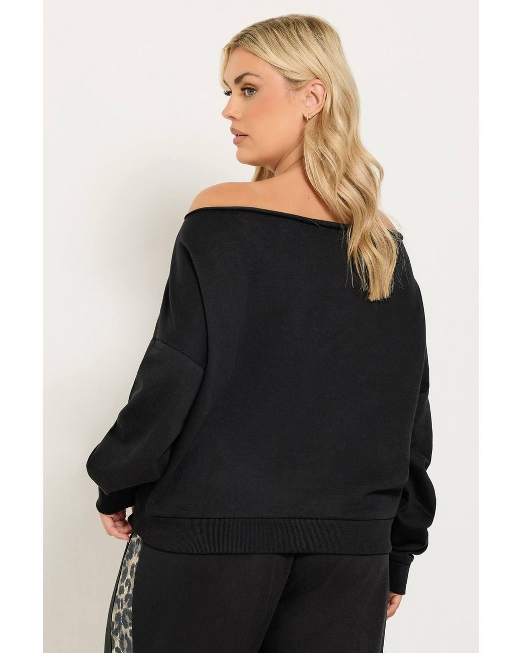 Yours Black Leopard Off-Shoulder Sweatshirt