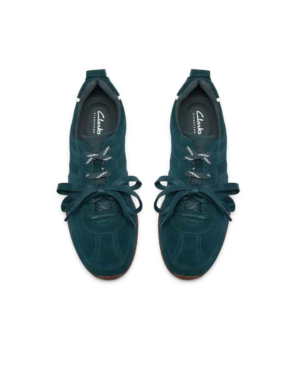 Clarks Green Meridor Lace Suede Trainers, Lace Up