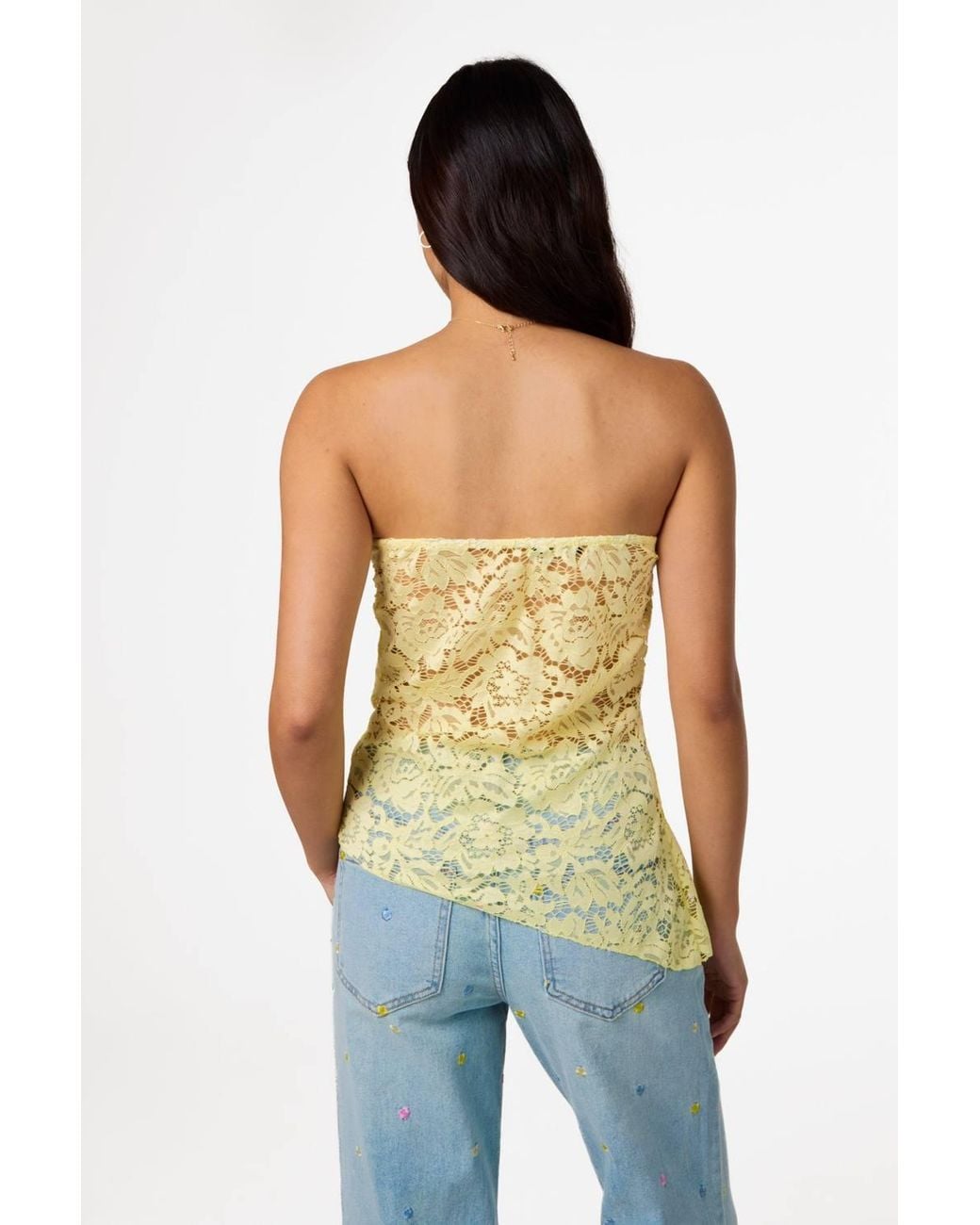 Pink Vanilla Blue Floral Lace Bandeau Top