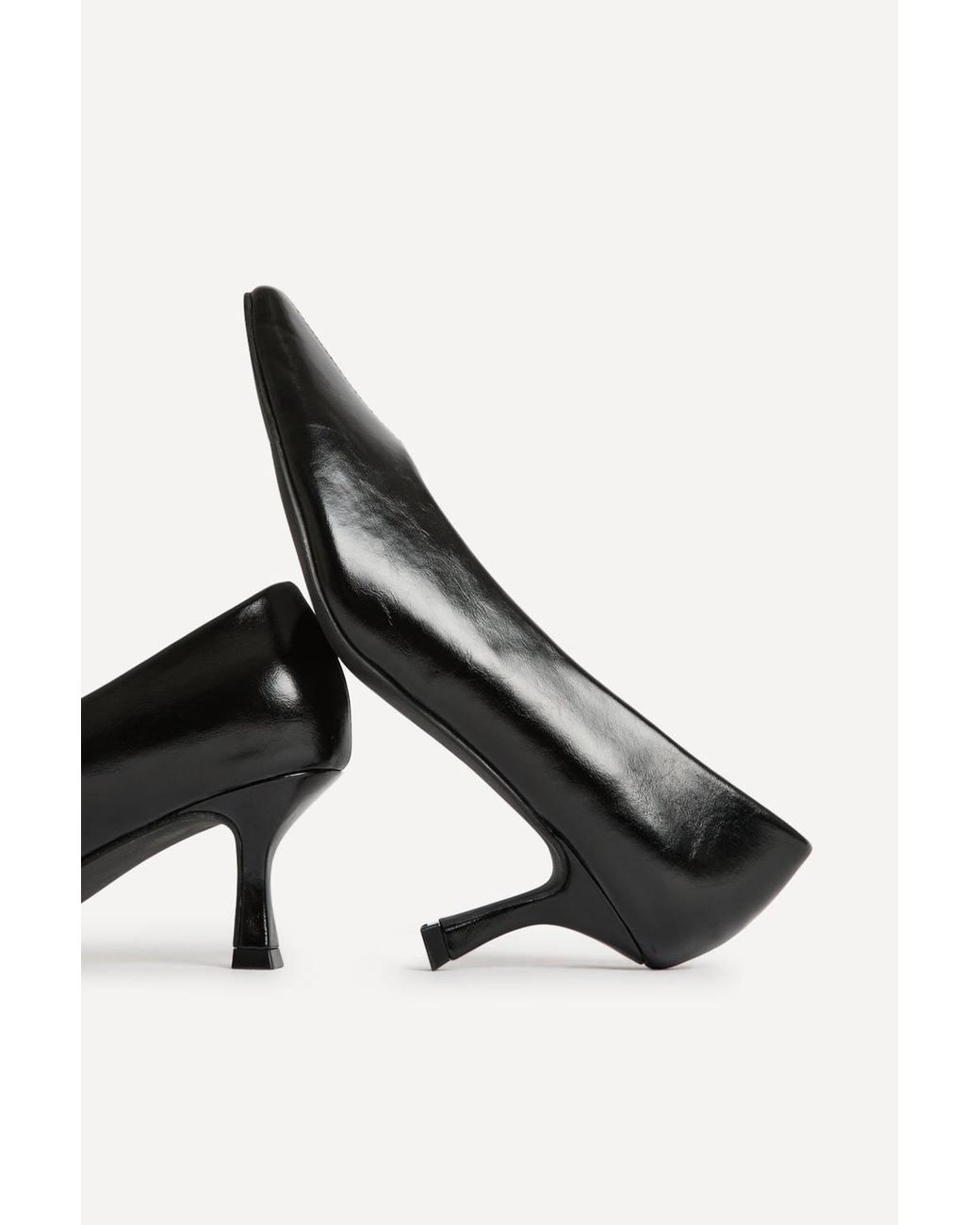 Linzi Black Delaney Faux Leather Square Toe Court Heels