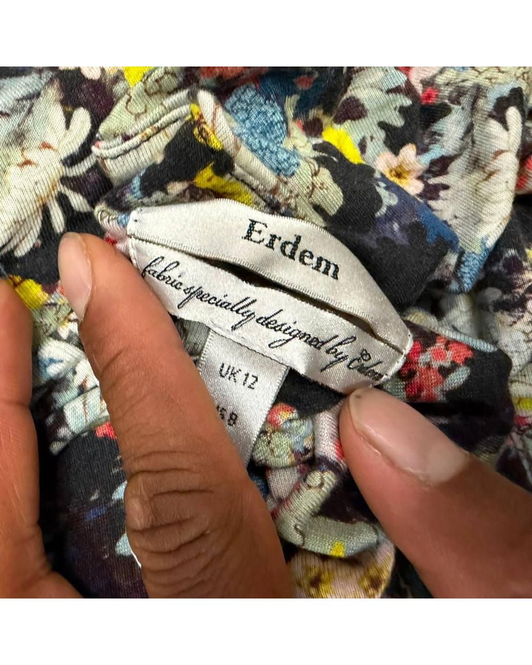 Erdem Green Preloved Floral-Print Long Sleeve Blouse