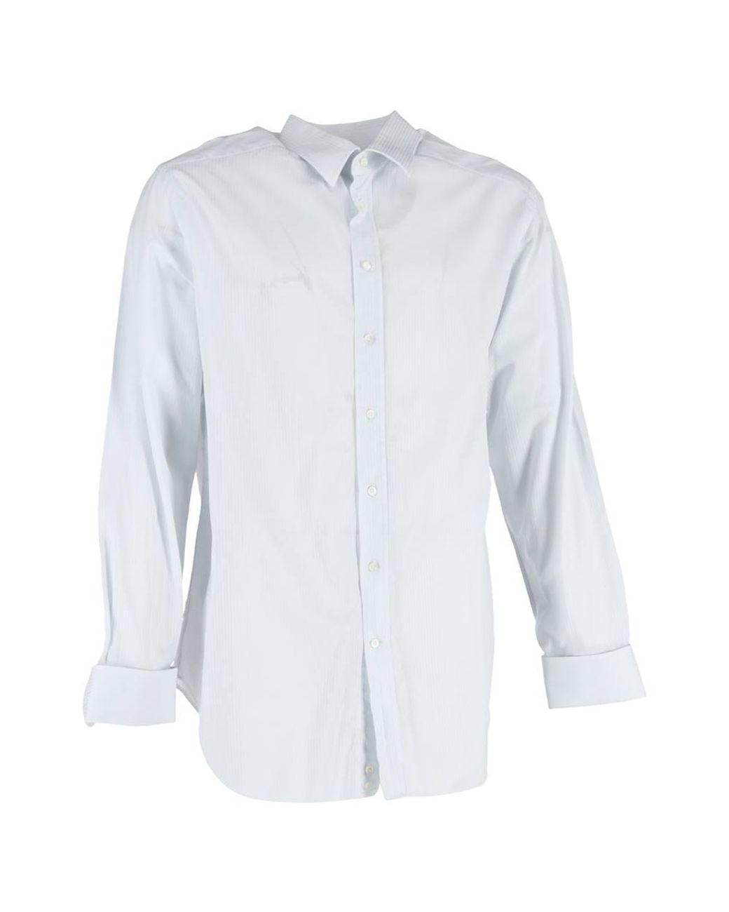Giorgio Armani Blue Preloved Micro-Striped Long Sleeve Shirt for men