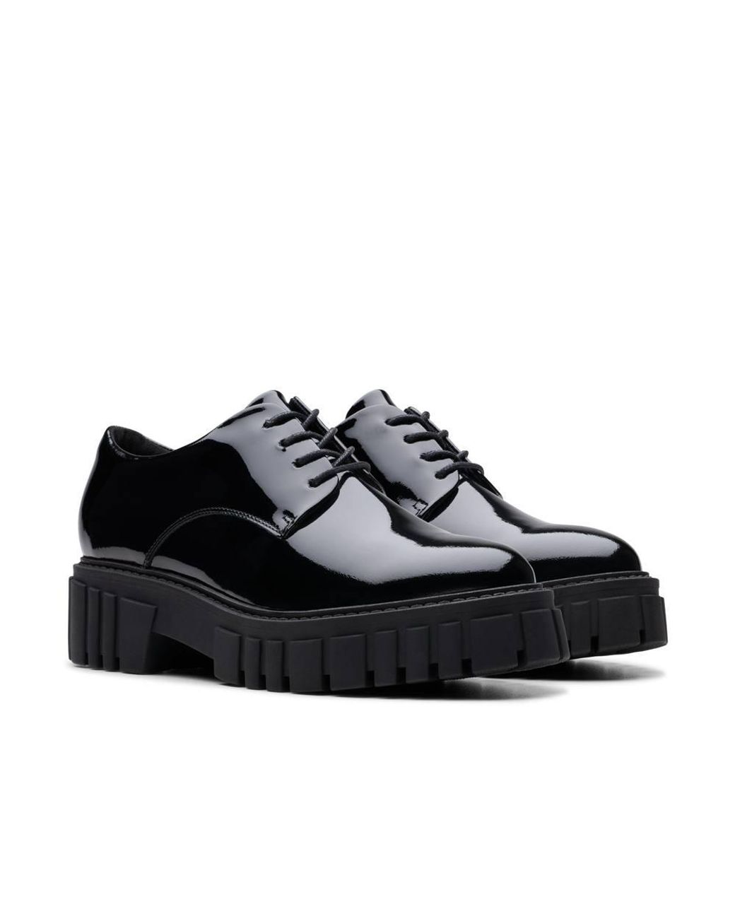 Clarks Black Page Walk Patent Derby Shoes