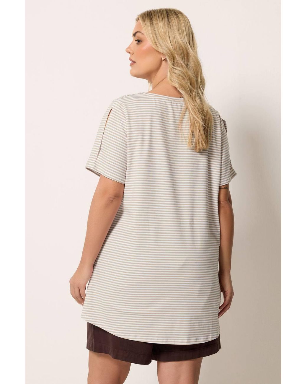 Yours Natural Stripe Swing T-Shirt
