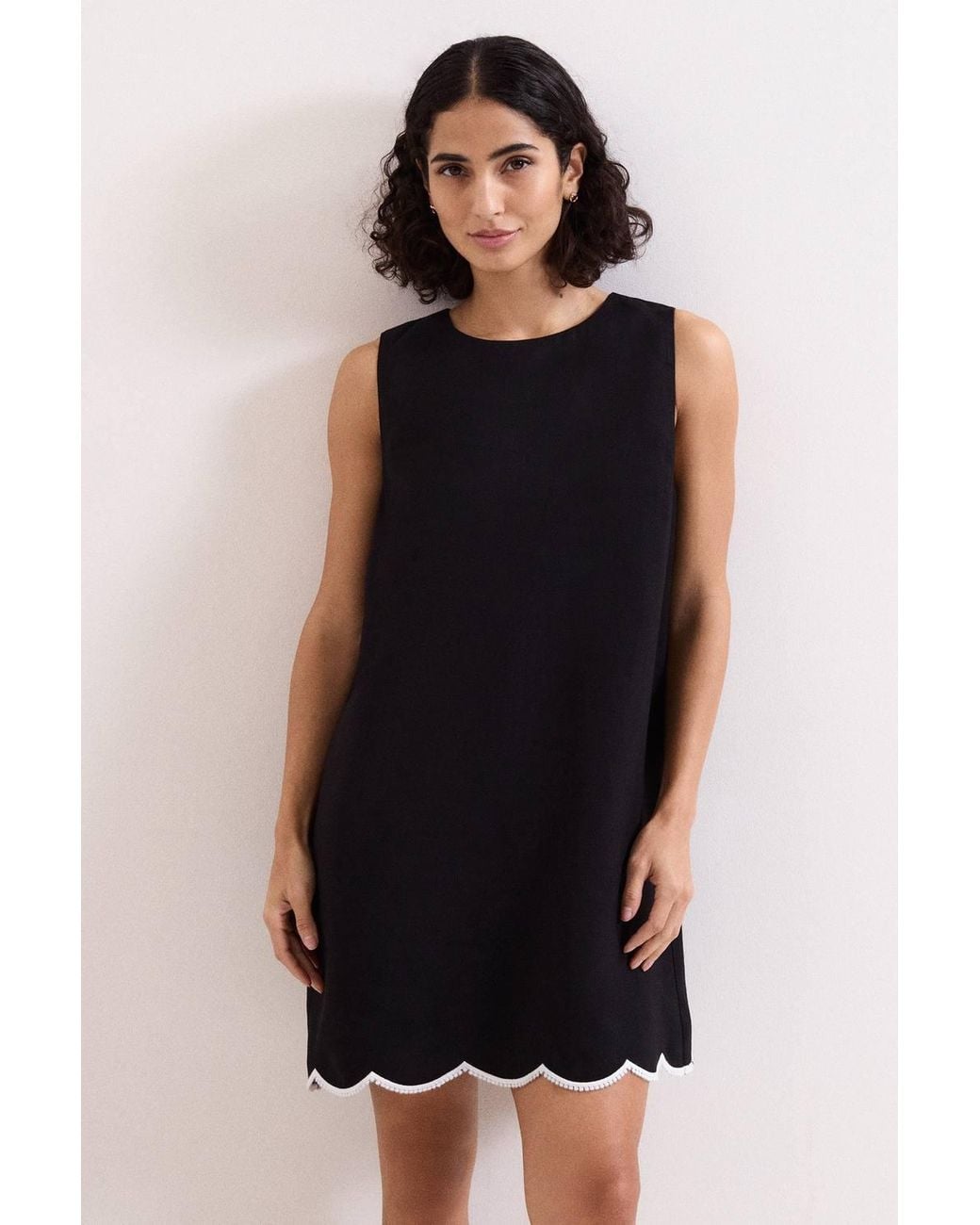 Phase Eight Black Marta Scalloped Hem Shift Dress