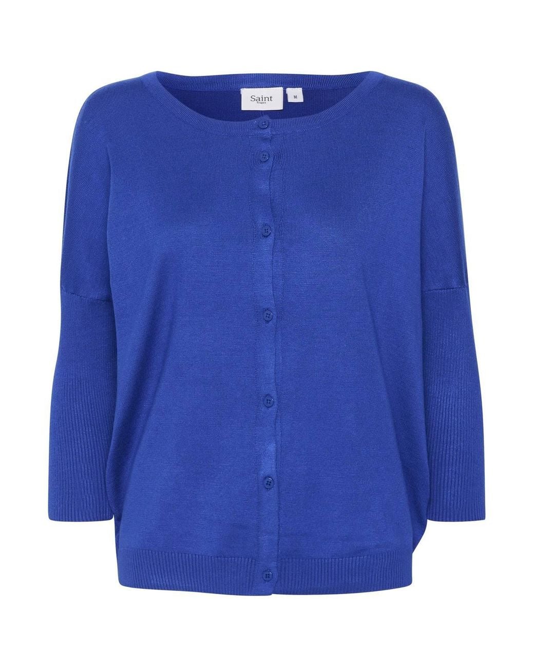 Saint Tropez Blue Mila Round Neck 3/4 Sleeve Cardigan