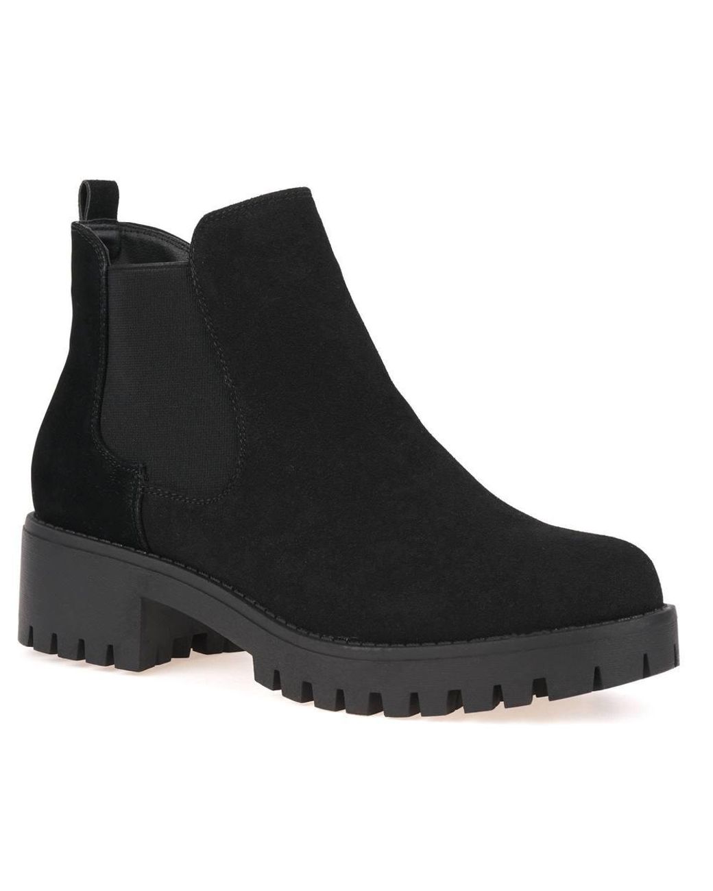 Miss Diva Blue Solo Elastic Cleated Sole Faux Suede Ankle Boots