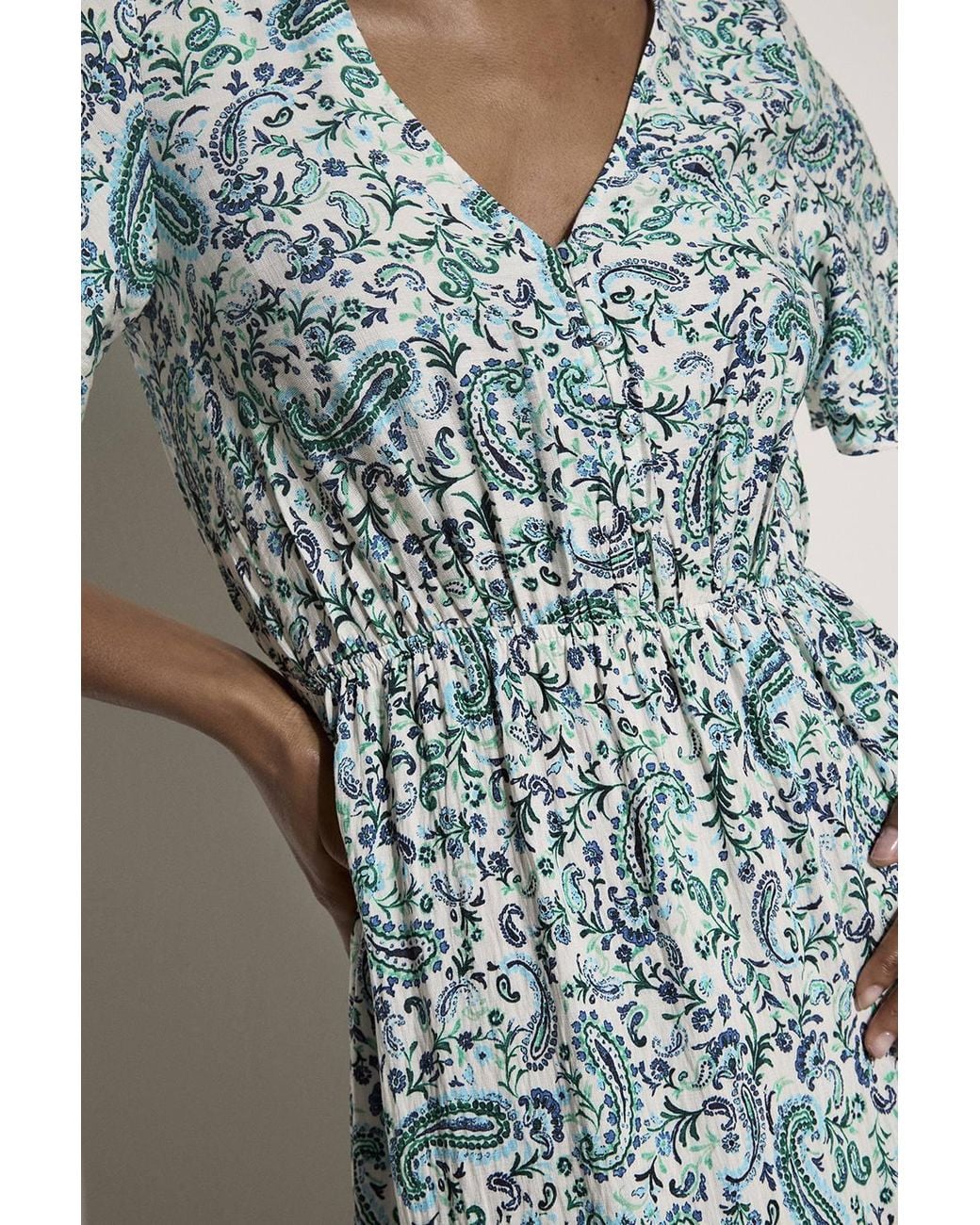 Apricot White Paisley Print Tiered Maxi Dress