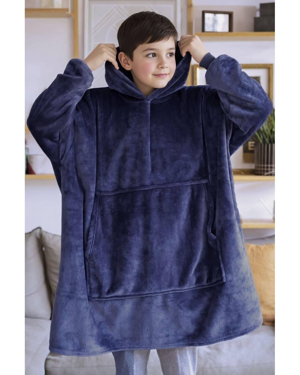 Heat Holders Blue Warm Soft Mega Hoodie For Winter