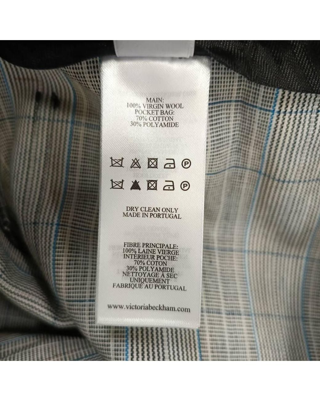 Victoria Beckham Gray Preloved Plaid Straight-Leg Trousers
