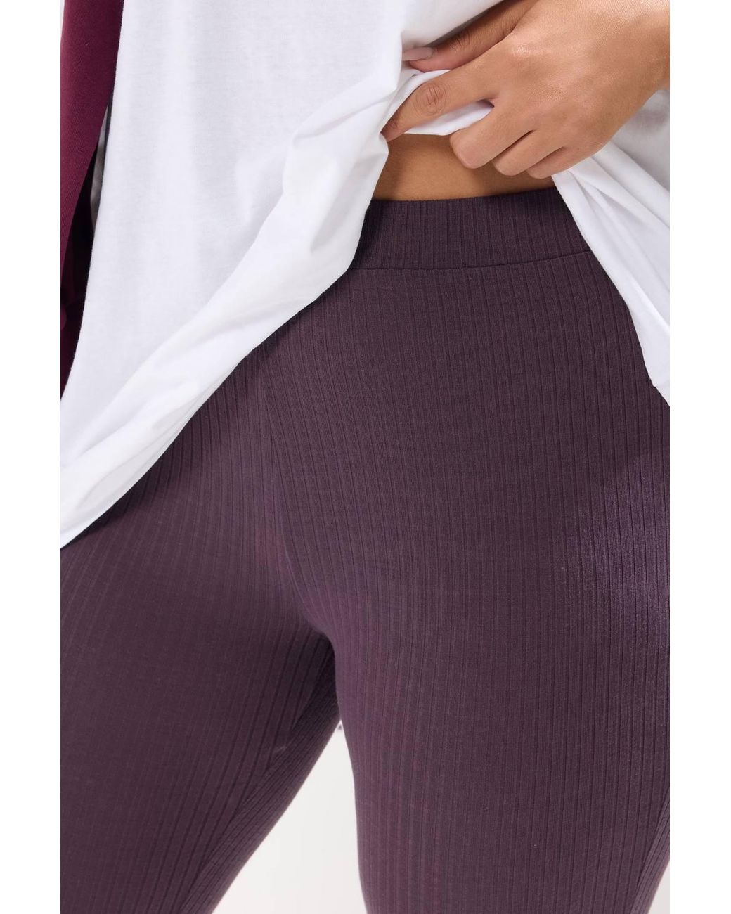 Yours Red High Waisted Ribbed Leggings