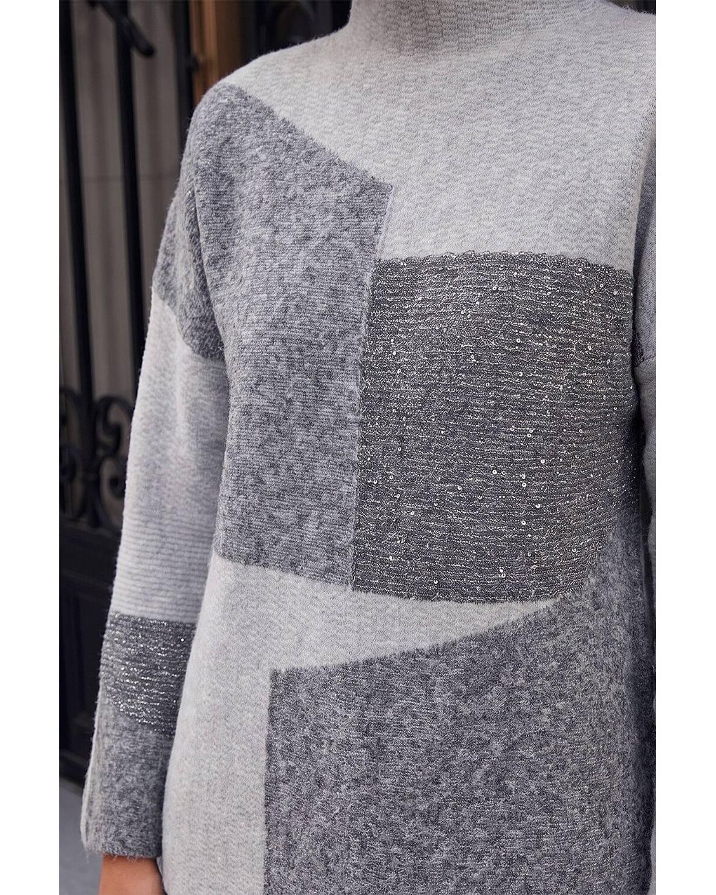 Roman Gray Colour Block Knit Jumper