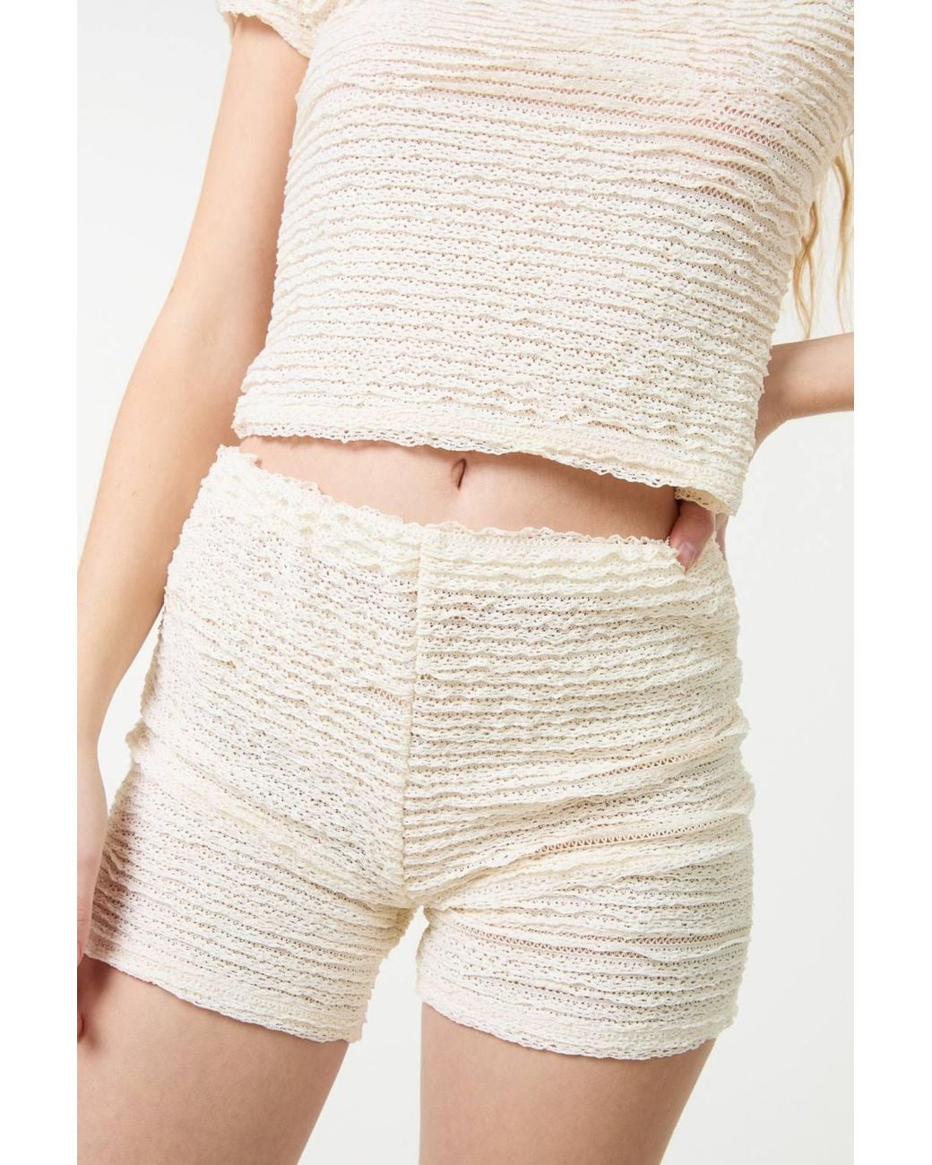 Pink Vanilla Natural Textured Stretch Mini Shorts