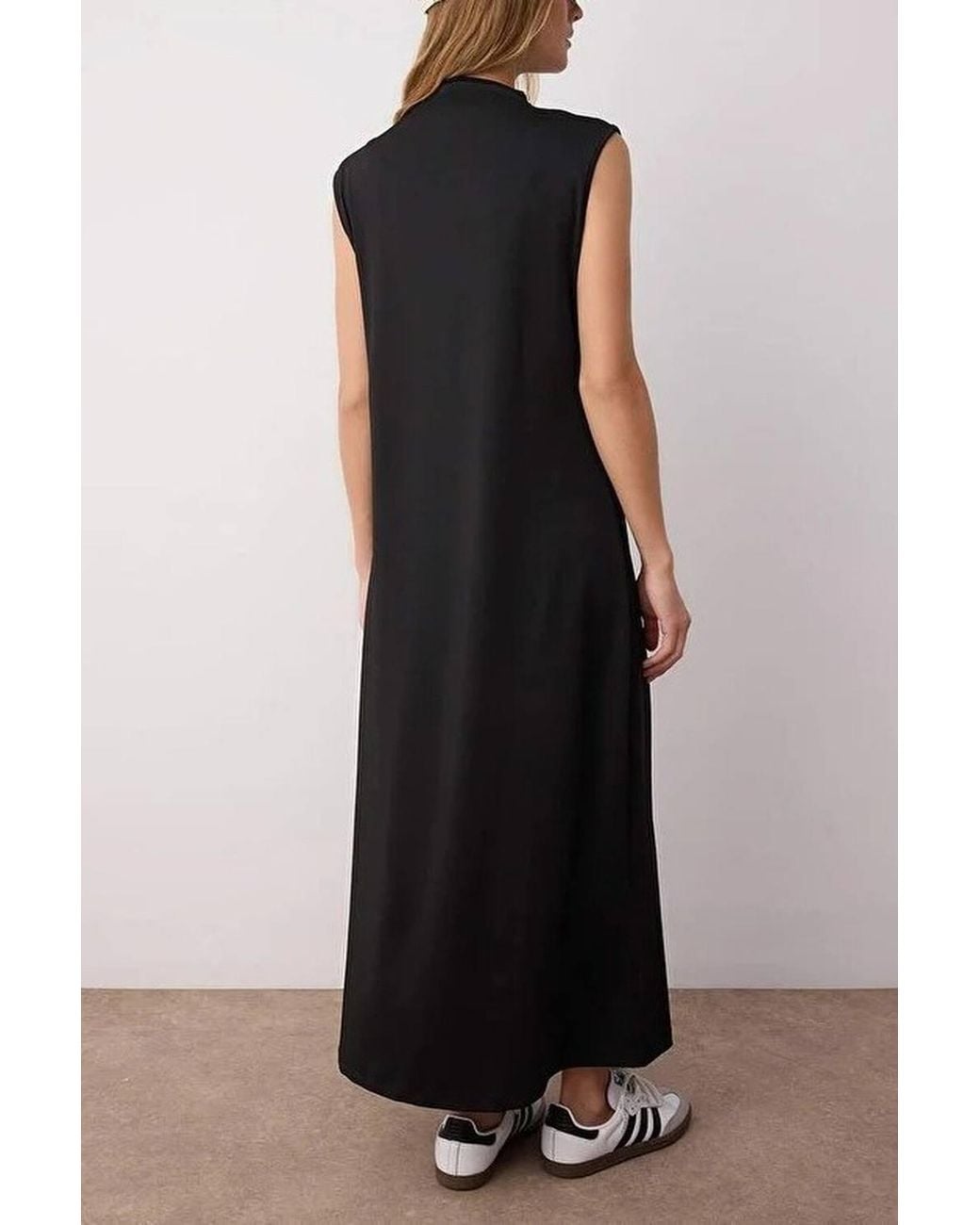 WOVCOR Black High Neck Sleeveless Relaxed Fit Maxi Dress