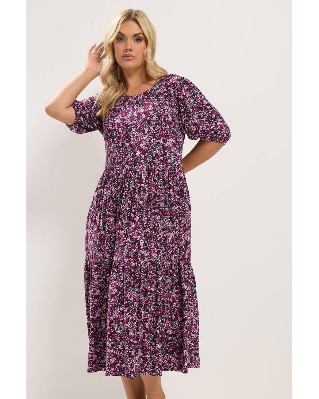 Yours Purple Floral Print Maxi Dress