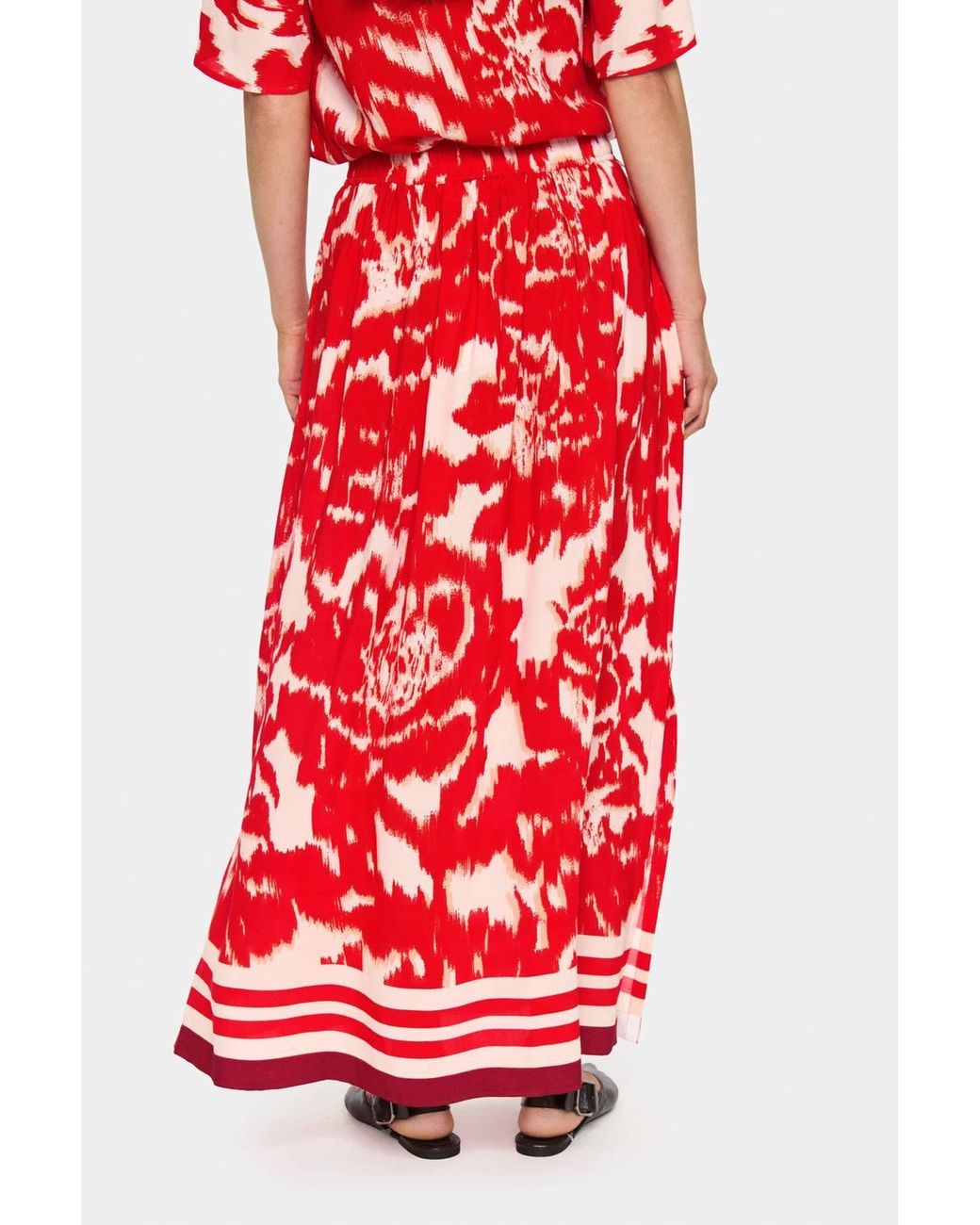 Saint Tropez Red Khloe High Waisted Loose Fit Maxi Skirt