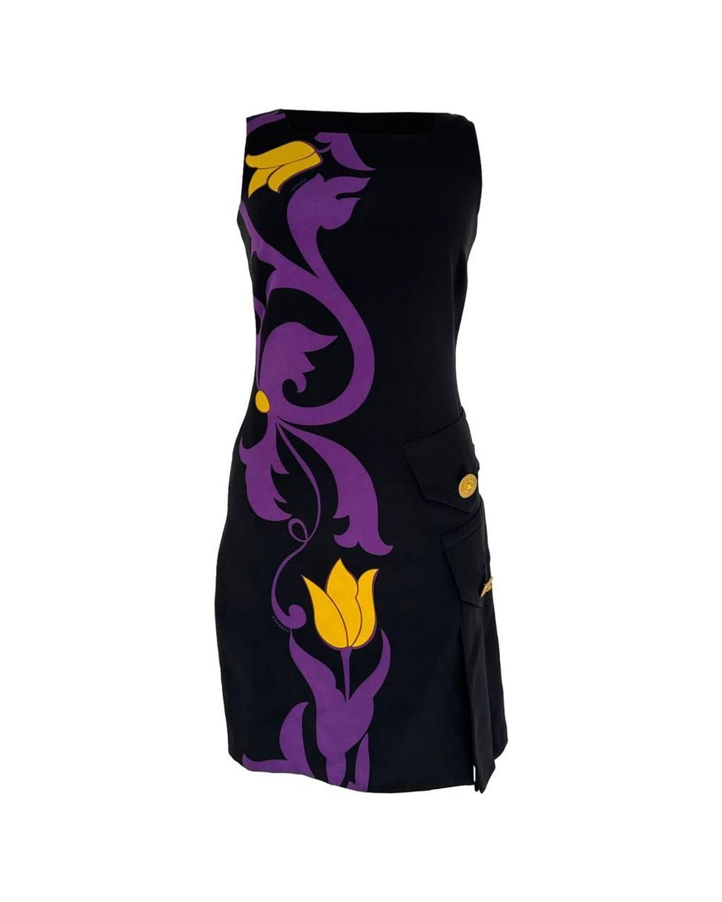 Versace Blue Preloved Tulip-Print Mini Dress