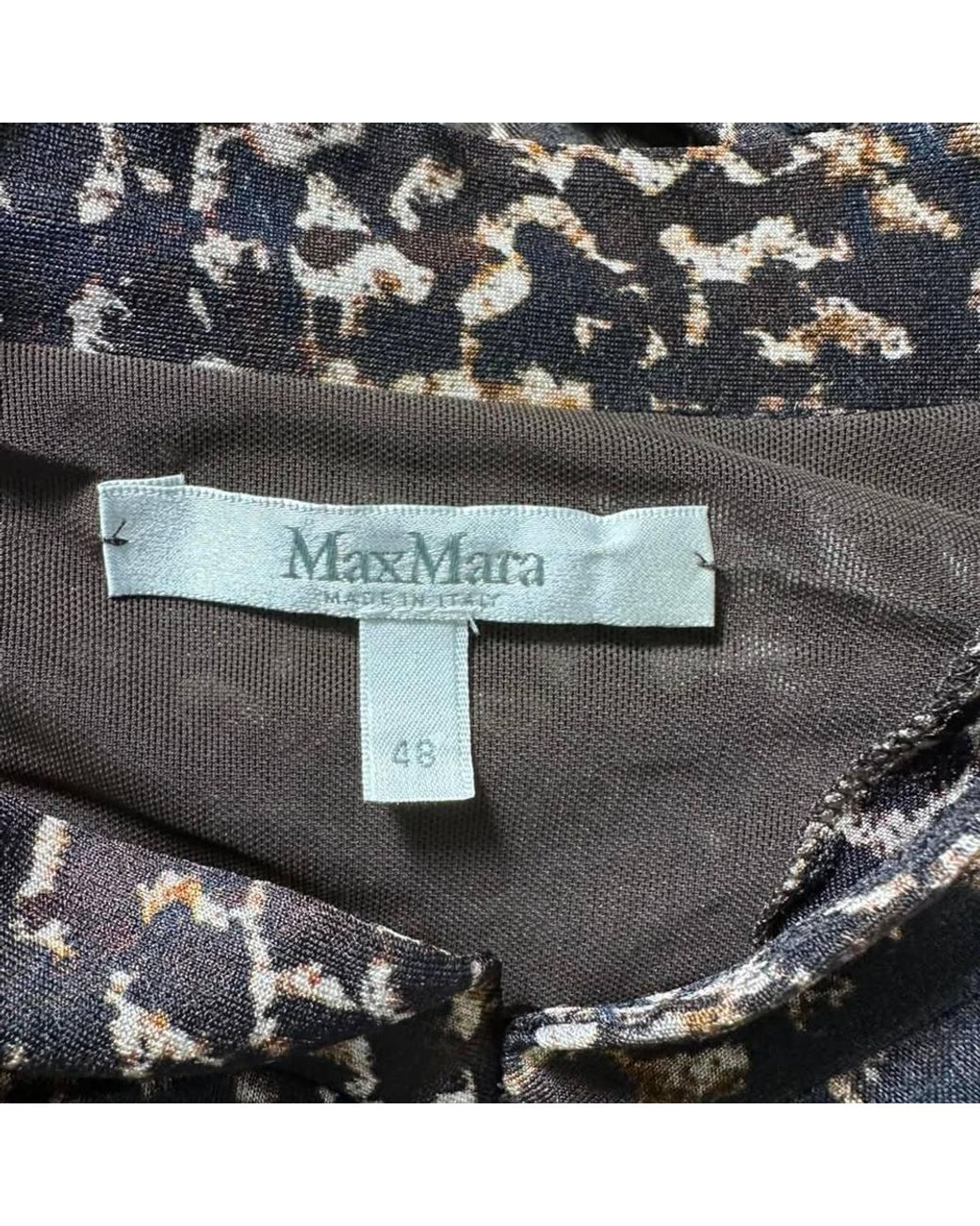 Max Mara Black Preloved Printed Midi Dress