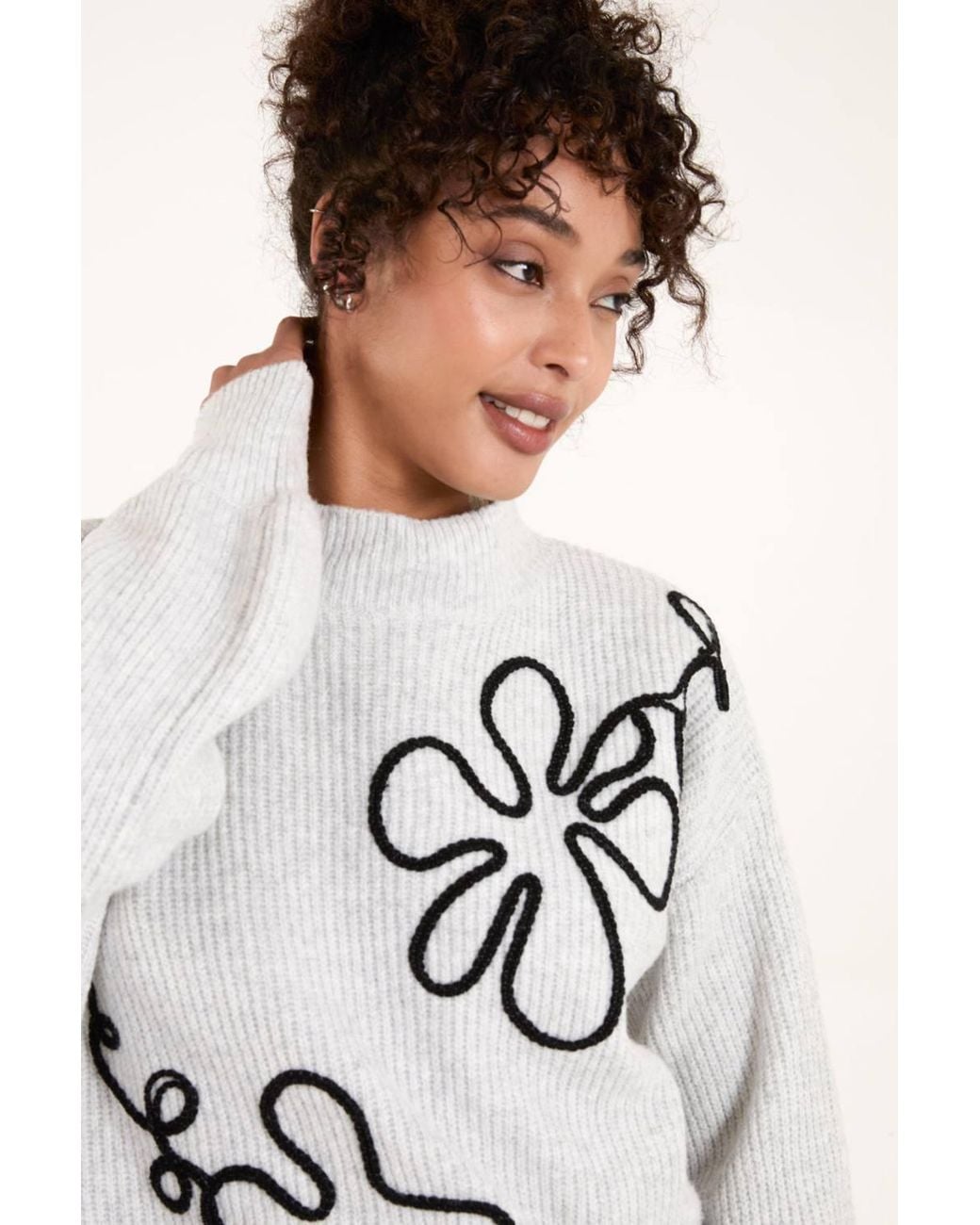 Blue Vanilla White Long Sleeve Round Neck Jumper