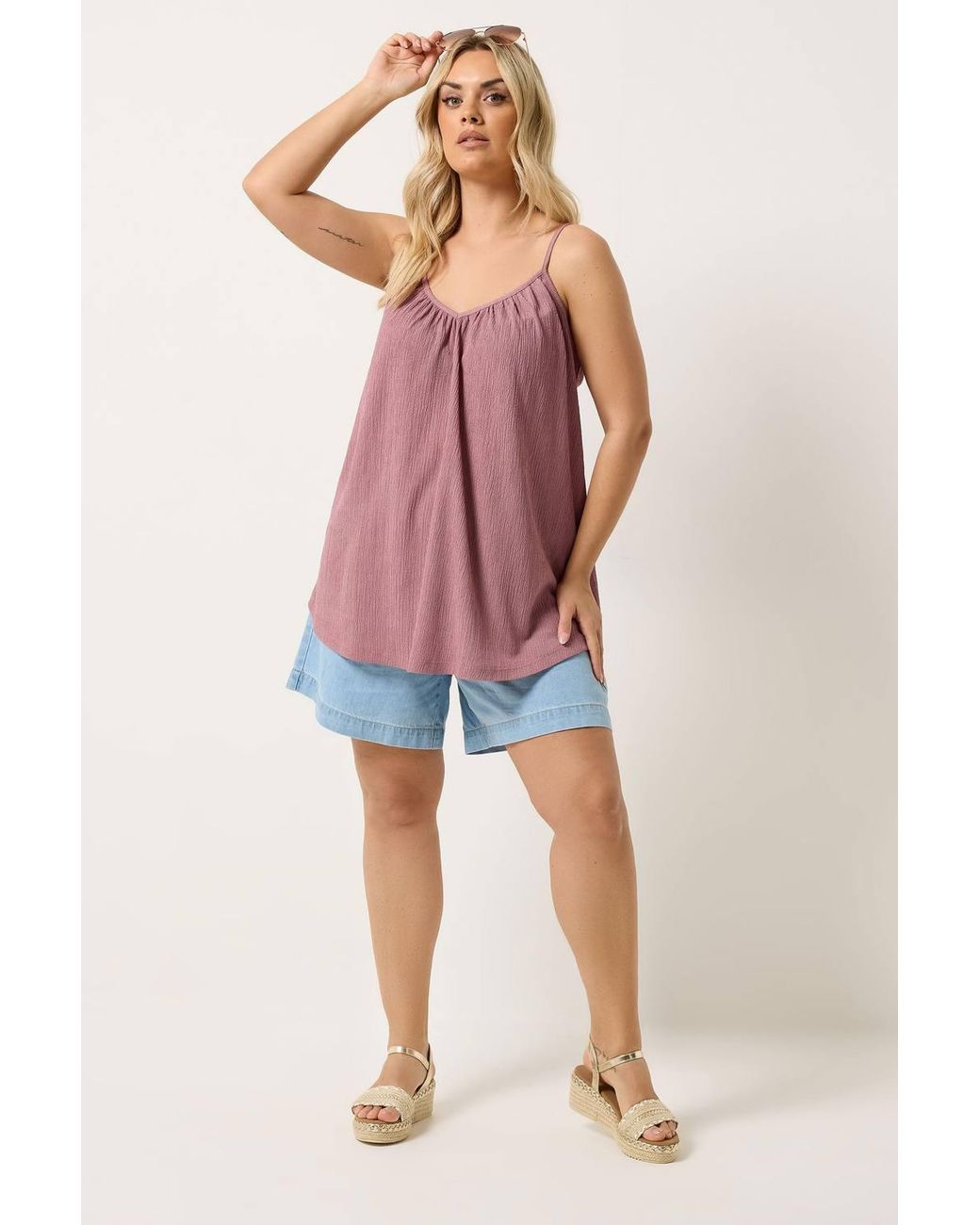 Yours Pink Gathered Textured Cami