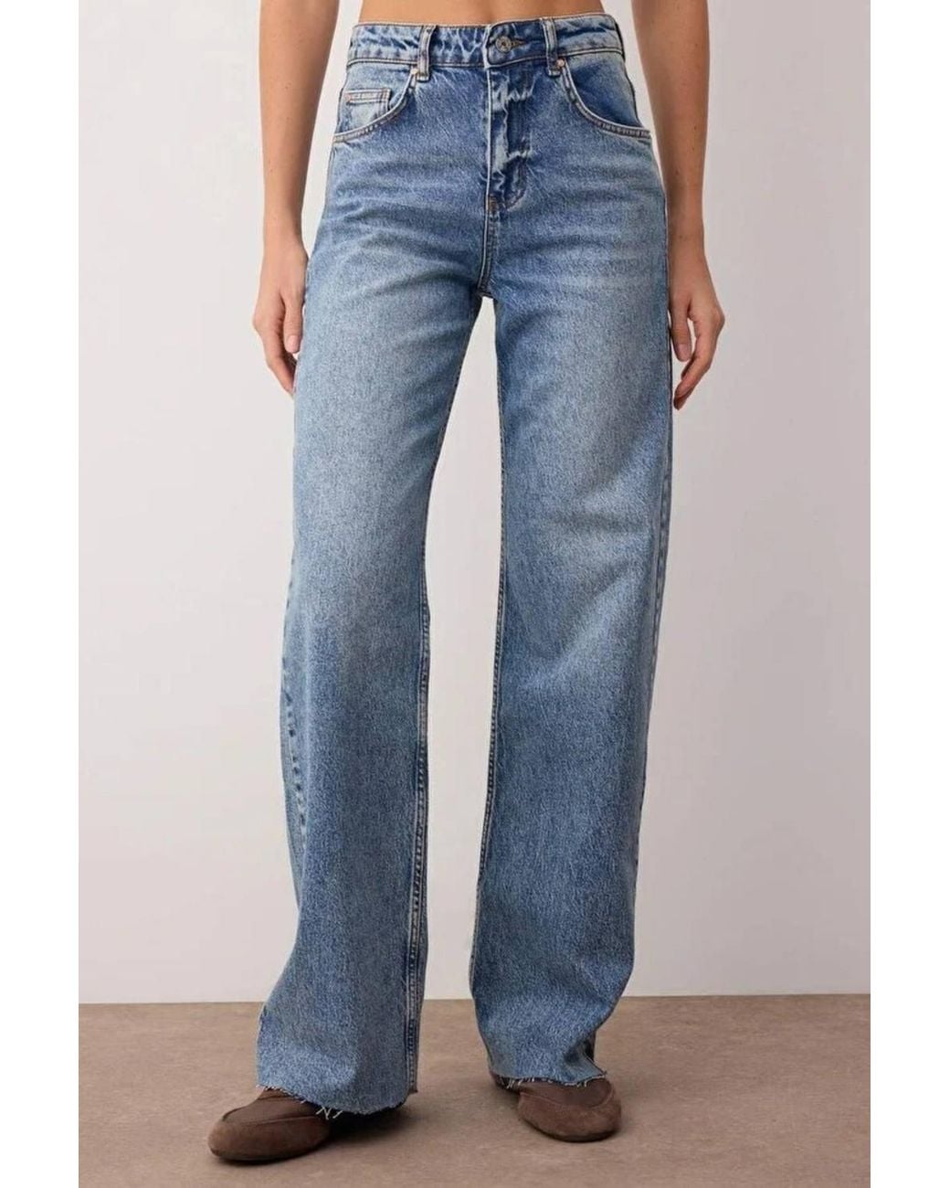 WOVCOR Blue High Waist Comfort Palazzo Wide Leg Jeans