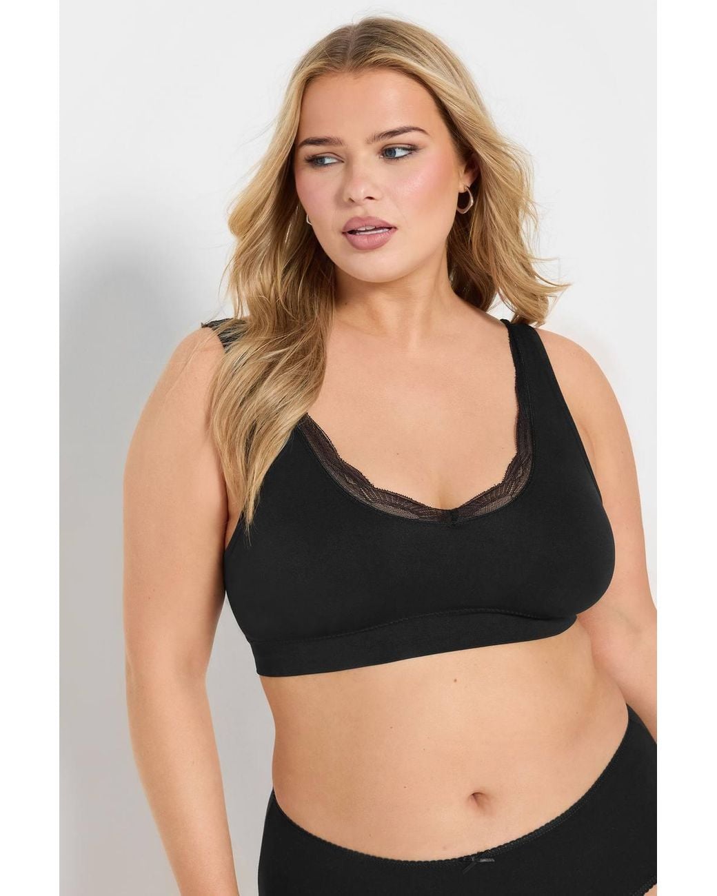 Yours Black Lace Trim Seamless Bralette