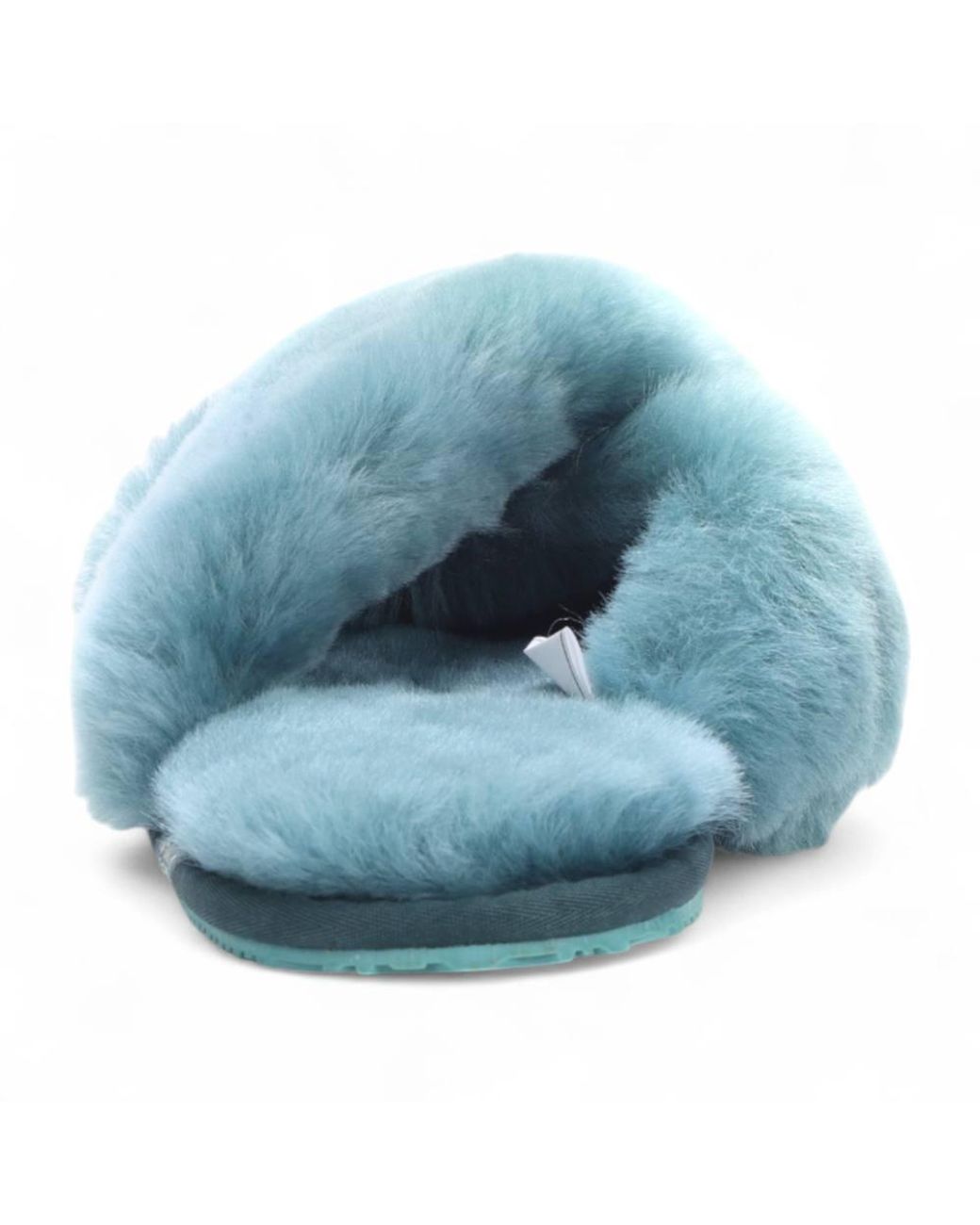 Infinity Leather Blue Sheepskin Slippers Warm Winter Fur Crossover