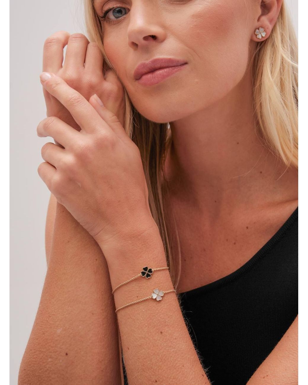 Jon Richard White Plated & Jet Enamel Heart Clover Toggle Bracelet