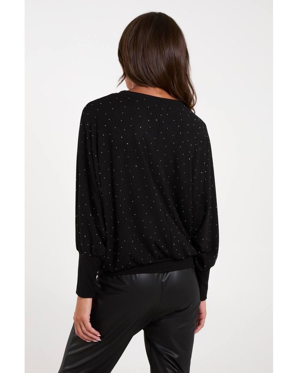 Blue Vanilla Black Batwing Top W/ Diamantes