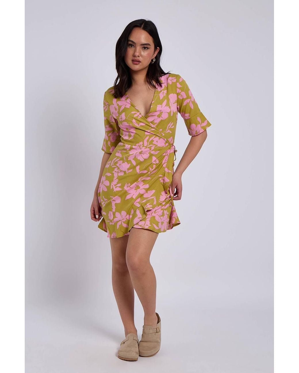 Urban Bliss Multicolor Floral Wrap Mini Dress