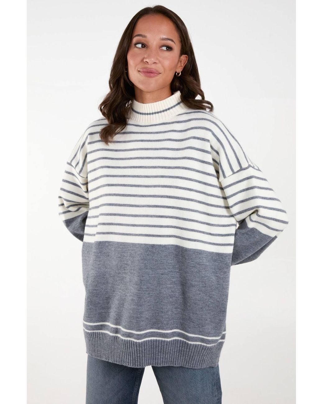 Blue Vanilla Gray Long Sleeve Turtleneck Jumper