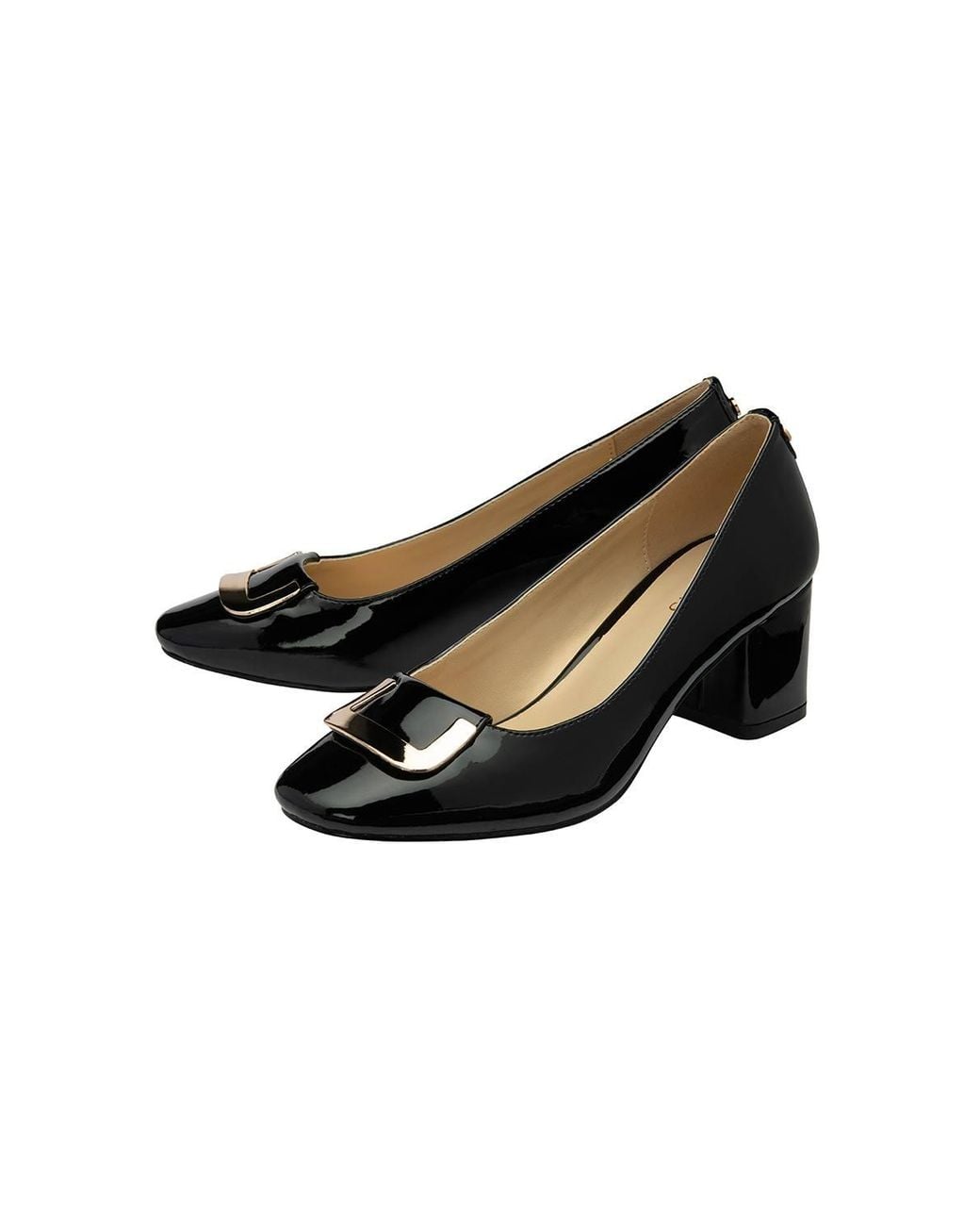 Lotus Black 'Aubrey' Block-Heel Court Shoes