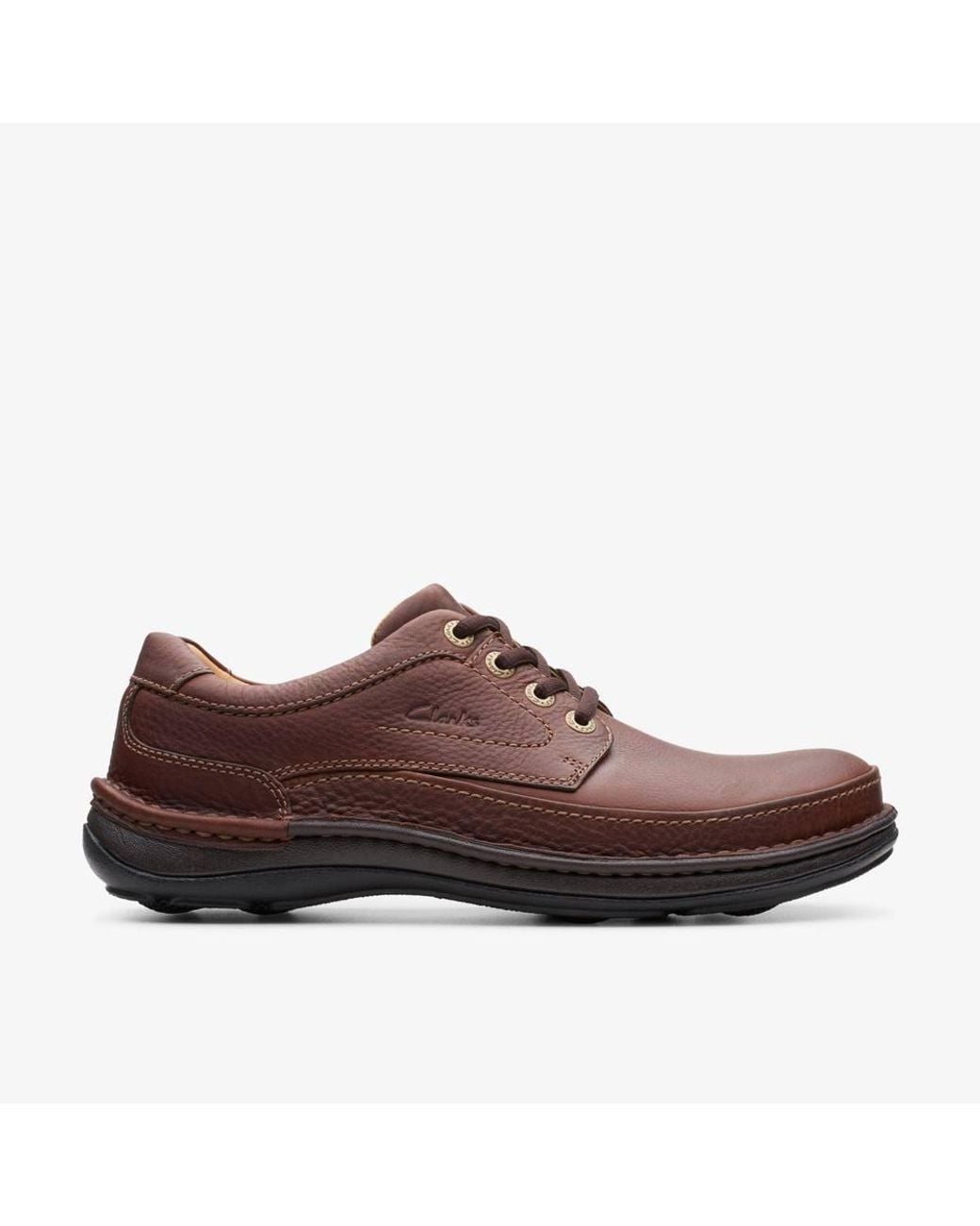 Clarks Brown Nature Three Mahogany Leather Derby Shoes, Lace Up for men