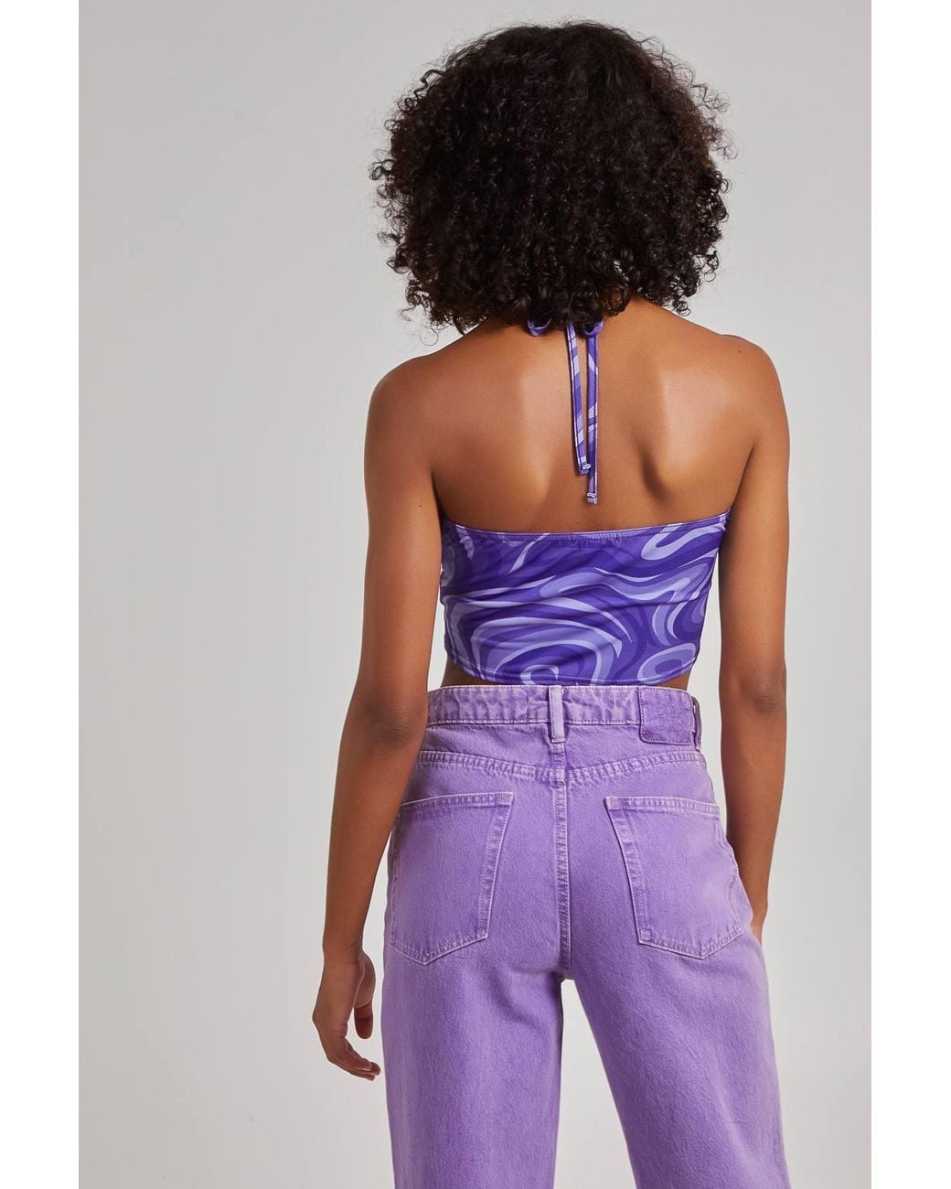 Pink Vanilla Purple Swirl Print Halterneck Top