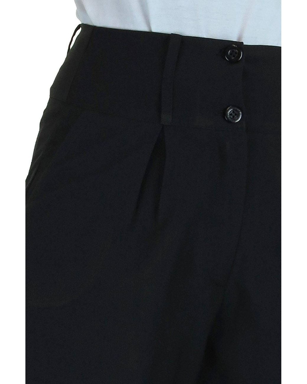 Paulo Due Black Tailored Wide Leg Knee Shorts